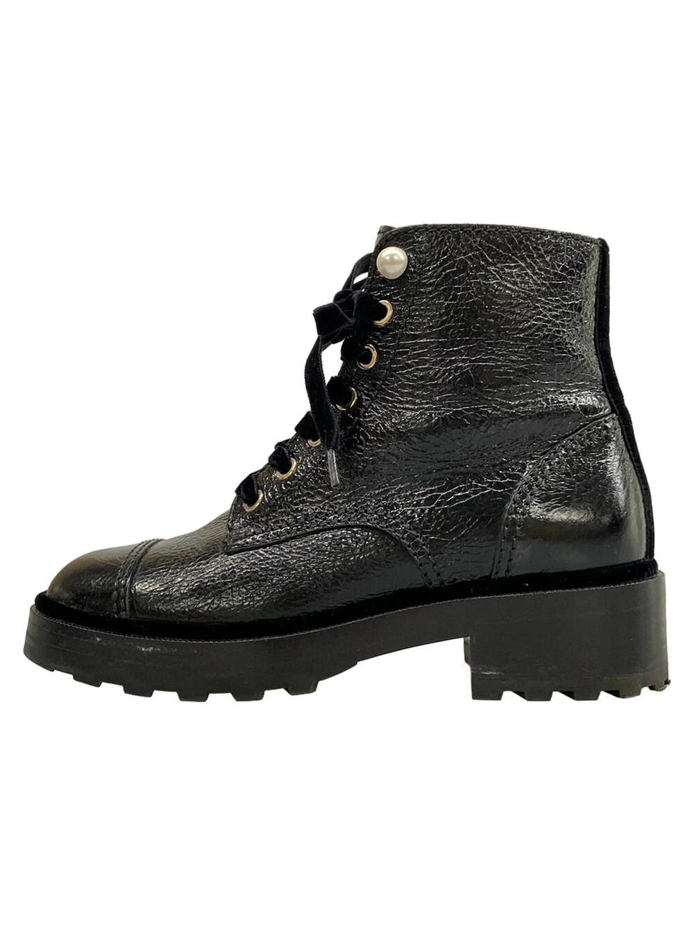 Chanel Black Leather Velour Women's #346100C10B